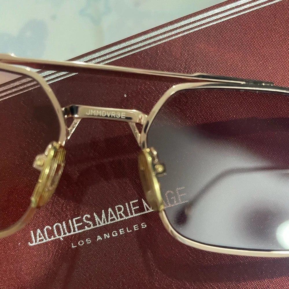 Jacques Marie Mage Women’s Gold Frame Sunglasses with Burgundy Lenses